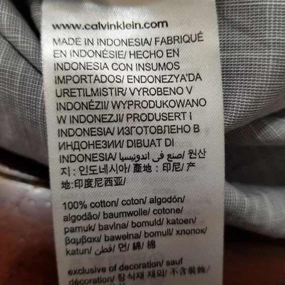 Calvin Klein Men's Gray Shirt Long Sleeve Button Up 100% Cotton Stretch Size L69 - Picture 8 of 13